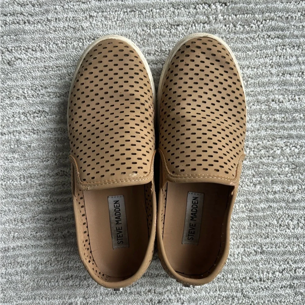 Steve Madden Tan Slip-On Sneakers - Picture 2 of 3
